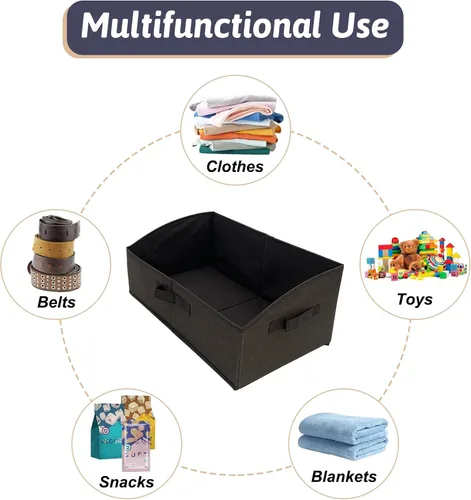 Miniatura 6 de VCEPJH Organizador de caja de juguetes plegable para perros, paquete de 2 cubos grandes de juguetes para perros con asa de tela, cesta abierta