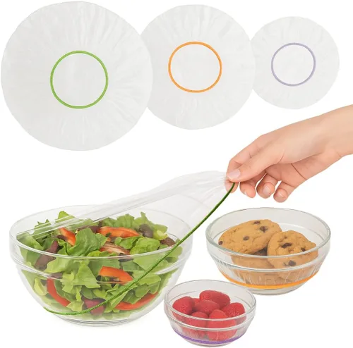 Miniatura 8 de 20 cubiertas para cuencos - cubiertas de alimentos de plástico reutilizables con elástico, ideales para la fermentación del pan y almacenamiento