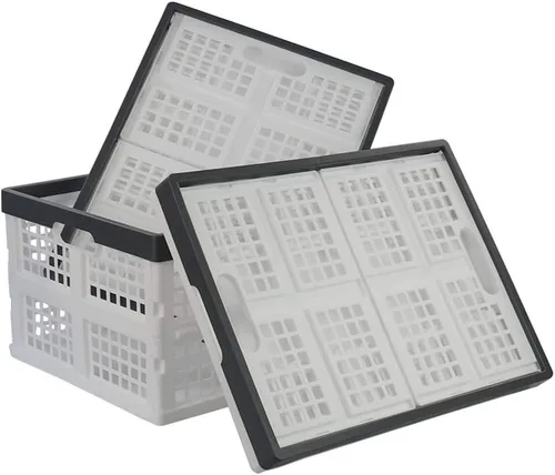 Miniatura 9 de Teyyvn Paquete de 4 cajas plegables para leche, contenedores apilables de plástico de 15 L