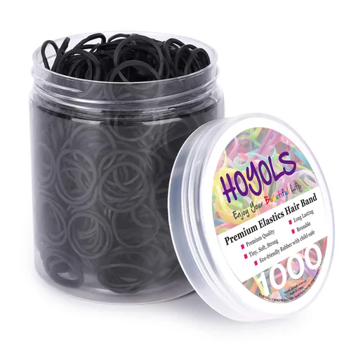 HOYOLS Bandas de goma negras pequeñas de 1/2 pulgada para ligas para el cabello, elásticas, mini trenzas para bebés, niñas, bebés, niños, cabello