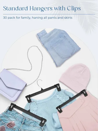 Miniatura 5 de Smartor - Perchas resistentes que ahorran espacio, paquete de 180, perchas delgadas de plástico para pantalones y shorts, estriadas antideslizantes