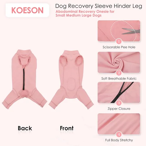 Miniatura 2 de KOESON Traje de recuperación para perros, pierna trasera, manga de recuperación para perros machos hembras, manga de pierna de mascota para dejar
