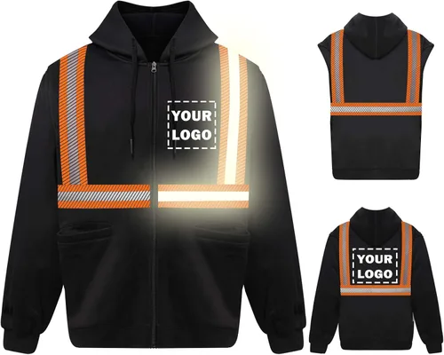 Miniatura 8 de Chaqueta con capucha de seguridad reflectante de alta visibilidad con mangas extraíbles Hi Vis Ropa de trabajo de protección al aire libre unisex