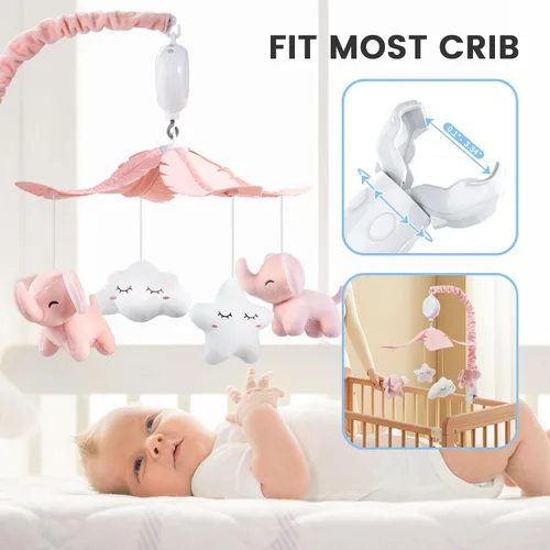 Miniatura 4 de FEISIKE Móvil de cuna para niñas y bebés con 3 modos de caja de música digital