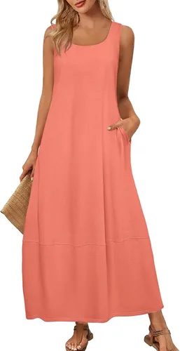 Miniatura 20 de Vestidos de iglesia para mujer 2025, casual, holgado, sin mangas, largo, fluido, vestido de verano con bolsillos