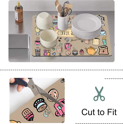 Miniatura 6 de Alfombrilla Divertida para Cafetera - Bandeja Espresso para Barra de Café Bajo Alfombrilla para Cafetera, Alfombrilla para Cafetera para Encimera