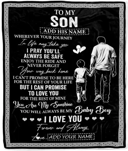 Miniatura 8 de Manta Personalizada "To My Son" de Mamá y Papá Regalos para Hijo que Va a la Universidad Cumpleaños Graduación Navidad Regalo Personalizado Manta