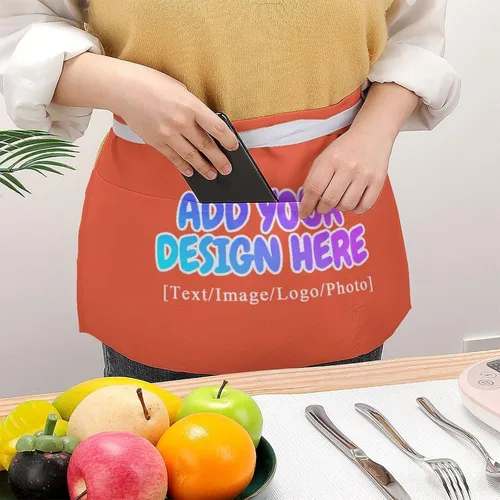 Miniatura 19 de AXKEUDO Delantal personalizado con bolsillos, delantales de cintura para camarera para cocinar en casa, restaurante, servir trabajo