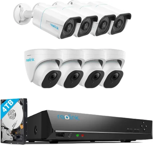 REOLINK Sistema de cámara de seguridad 4K, 8 cámaras de seguridad H.265 4K PoE cableadas con detección de vehículos personales, NVR de 8MP/4K 16CH