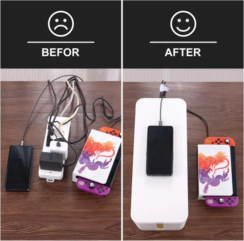 Miniatura 7 de Paquete de 3 cajas de organización de cables con 18 piezas de organización de cables, caja organizadora de cables grande, mediana y pequeña