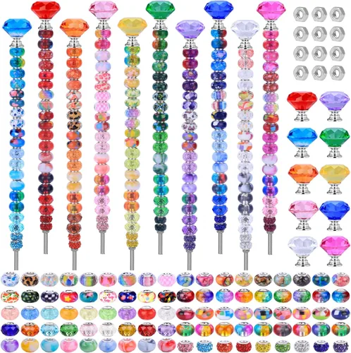 Miniatura 16 de Kit de 158 piezas de varitas de hadas de bricolaje para jardín, múltiples esquemas de color con cuentas europeas, cristales y puntas de diamante