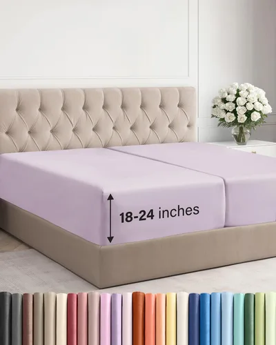 Miniatura 131 de Sábana bajera ajustable extra profunda tamaño completo – Sábana bajera individual de lujo para hotel únicamente – Se adapta fácilmente a colchones