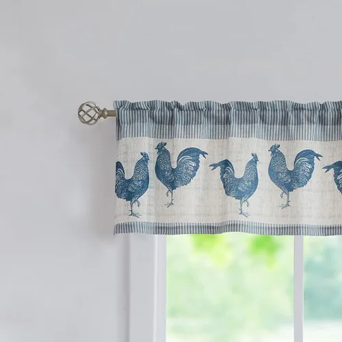 Miniatura 10 de SXZJTEX Cortinas de cocina con diseño de gallina para ventana pequeña, 2 paneles, 2 paneles, paneles con bolsillo para barra para granero, 27 Gris
