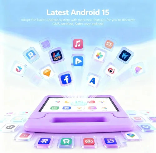 Miniatura 4 de NRKDUBQ Tablet infantil de 11 pulgadas Android 15 20GB + 128GB Octa-Core 8000mAh tableta Todder con funda a prueba de caídas, control parental, WiFi