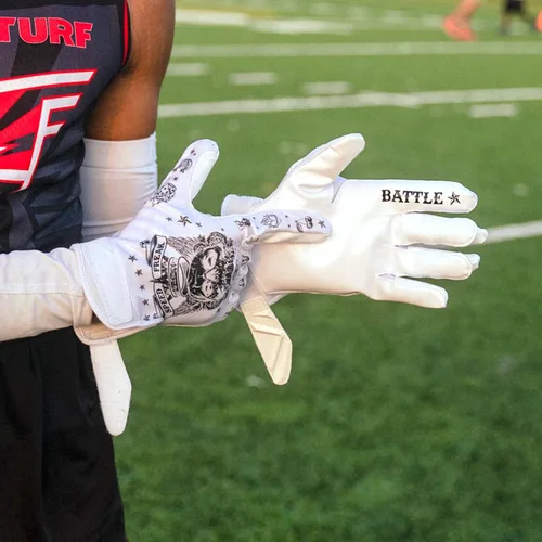 Miniatura 2 de Battle Sports - Guantes de fútbol americano para receptor abierto con dorso de mano, ultraadherentes y con agarre, antideslizantes, para adultos