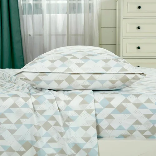 Miniatura 21 de Chezmoi Collection Juego de sábanas geométricas Lodge de 3 piezas tamaño Twin - Multicolor azul con estampado de diamante, microfibra cepillada