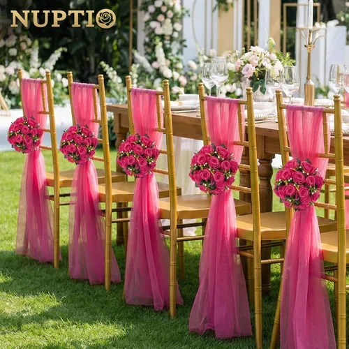 Miniatura 41 de NUPTIO Centros de mesa de flores para mesas de boda: arreglo de bolas de flores artificiales rosa y blanco para bodas, fiestas, 2 piezas de rosas
