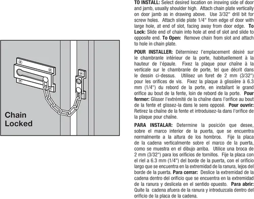 Miniatura 4 de Prime-Line U 9852 - Protector de puerta de cadena, acero estampado con cadena de acero, acabado pintado en blanco (paquete individual)