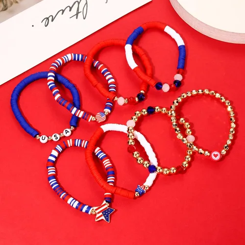 Miniatura 72 de Surfer Heishi - Pulseras apilables para mujer, apilables, de vinilo arcoíris, disco de arcilla, pulseras elásticas para la amistad, joyería bohemia