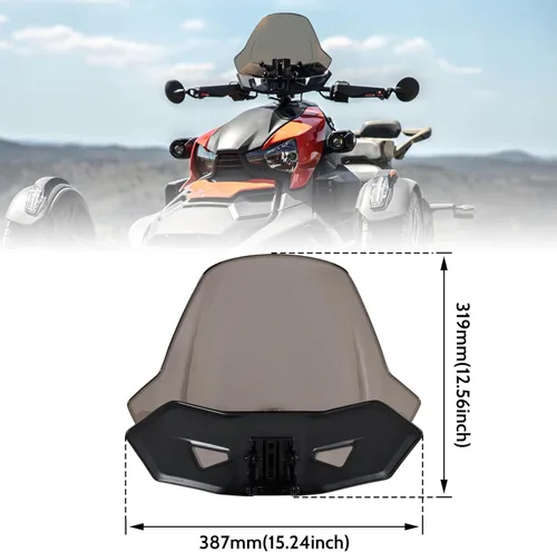 Miniatura 8 de Parabrisas ajustable para todos los modelos Can-Am Ryker, frontal oscuro tintado, a prueba de polvo, duradero, con revestimiento duro, protector