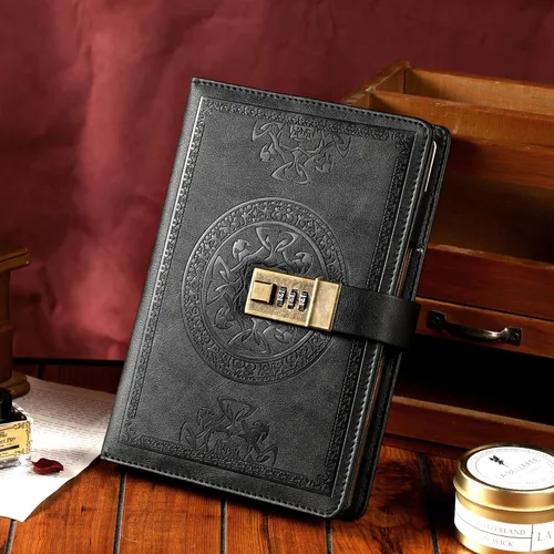 Miniatura 8 de Diario CAGIE con cerradura para hombres y mujeres, recargable con 290 páginas rayadas, diario con cerradura con bolígrafo, diario de escritura