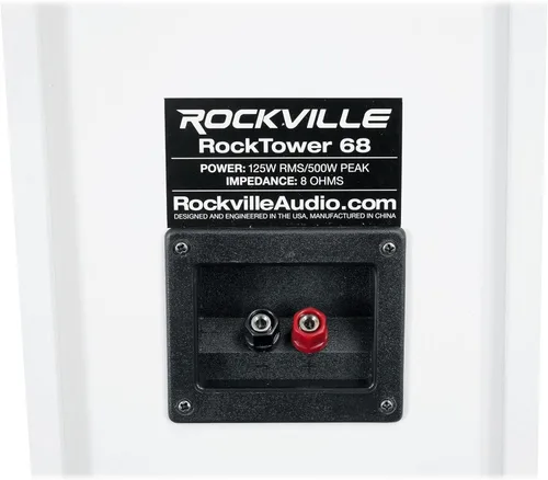 Miniatura 10 de Rockville RockTower 68W - Altavoz pasivo de torre de 8 ohmios, 6.5", 500W, MDF, blanco, sonido de alta fidelidad, rejilla desmontable, 3 vías