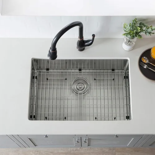 Miniatura 3 de KIBI K1-S28 - Fregadero de cocina hecho a mano con estación de trabajo de 28 pulgadas Fregadero de acero inoxidable de un solo tazón con rejilla