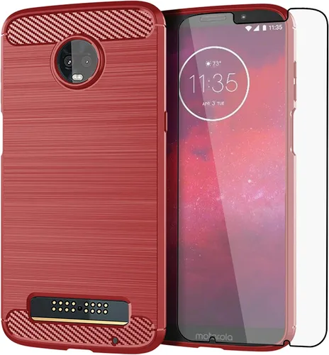 Asuwish Funda protectora para Moto Z3 / Z3 Play con protector de pantalla de vidrio templado y delgada y suave TPU accesorios de celda protectora