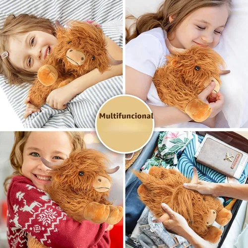Miniatura 8 de Highland Cow - Animales de peluche para microondas, almohadilla térmica para calambres, alivio del dolor y estrés, calentable y refrigerable