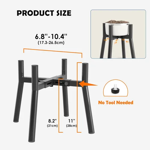 Miniatura 4 de Soporte Ajustable Elevado para Cuenco de Perros de 7-10.6" de Diámetro para Comida y Agua - Comedero Elevado de 11" de Altura para Mejorar