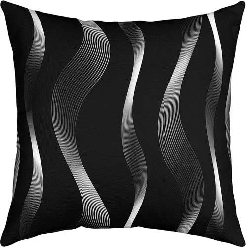 Miniatura 8 de Juego de 4 fundas de almohada geométricas a rayas de 16 x 16 pulgadas, fundas de almohada geométricas de rayas rojas, negras y grises para sofá