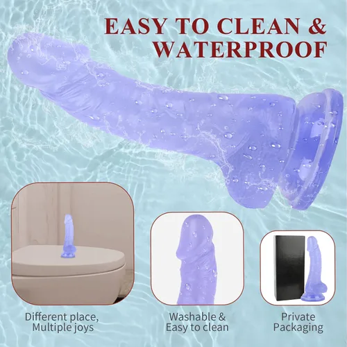 Miniatura 7 de Consolador sexual realista de 7 pulgadas, consolador suave con eje curvado para estimulación del punto G vaginal, material seguro para el cuerpo