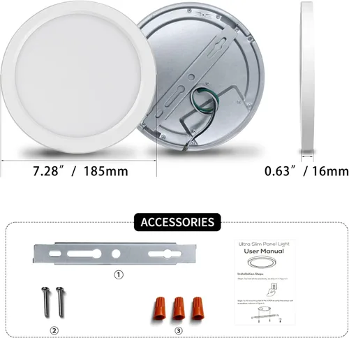 Miniatura 3 de Lámparas de techo de montaje empotrado de 7 pulgadas con certificación ETL, 12 W, 1200 lúmenes, regulable, luz de techo LED redonda ultrafina