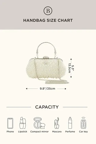 Miniatura 7 de BABEYOND Bolso de mano con perlas para mujer, bolsa de noche con cuentas, bolsa formal reticulada con bolsa interior para fiesta de boda