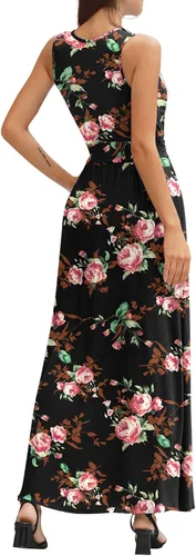 Miniatura 5 de Lilbetter - Vestido largo, simple, sin mangas, escote en V profundo, color liso, suelto, informal, para mujer