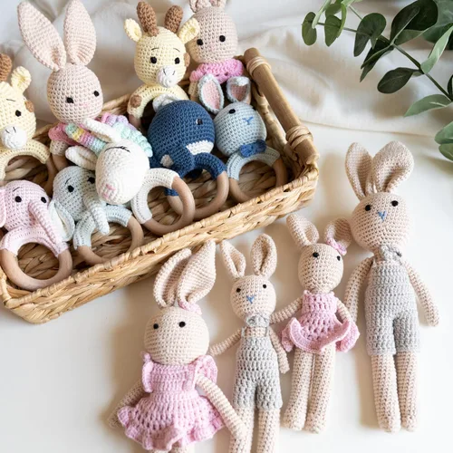 Miniatura 6 de Bunny Family, Bunny Dad Muñeca de Peluche de Ganchillo, Muñeca Amigurumi para Bebé/Niño Pequeño
