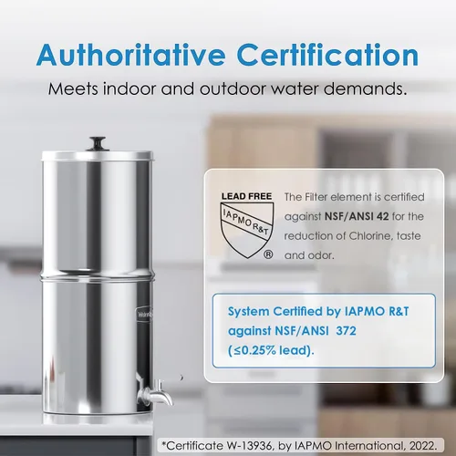 Miniatura 2 de Waterdrop Sistema de filtro de agua alimentado por gravedad, reduce el plomo y hasta el 99% del cloro, estándar NSF/ANSI 42 y 372, con 2 filtros