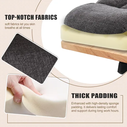 Miniatura 5 de Silla de Oficina Ejecutiva, Silla de Computadora Cómoda de Tela Ergonómica con Reposabrazos Abatibles, Soporte Lumbar, Función de Giro 360° y Gris