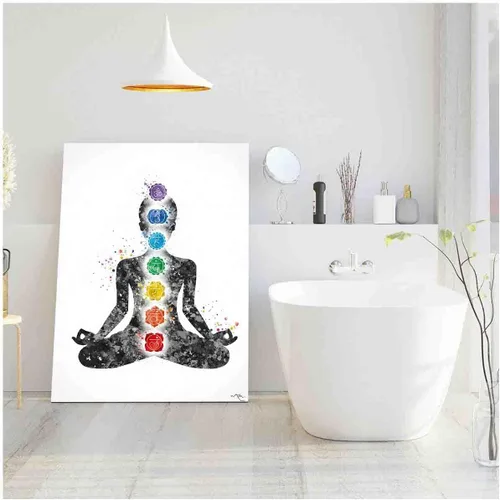 Miniatura 5 de Póster artístico para pared, diseño de acuarela de chakras, yogui, yoga, mediación, estudio de yoga, meditación, mujer, yoga, niña, decoración