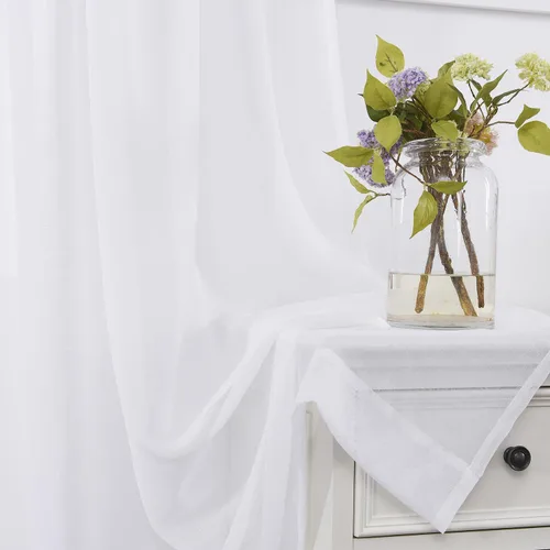 Cortinas para ventana cortinas blancas traslúcidas de 90 pulgadas de largo, 2 paneles de cortinas de tul, paneles de ventana para cortinas de Blanco