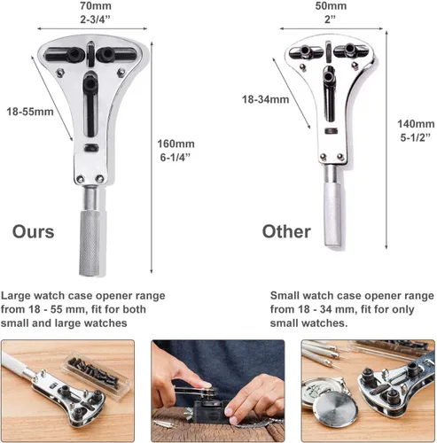 Miniatura 3 de Anezus - Kit de reparación de reloj, kit de herramientas de reloj de 187 piezas con herramientas de extracción de pasadores de eslabones de reloj