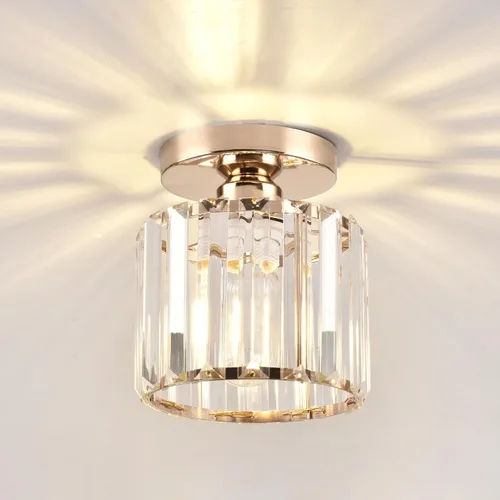 Miniatura 11 de Lámpara de techo de cristal, lámpara de techo semiempotrada de cristal dorado para dormitorio, cocina, pasillo, entrada, balcón, comedor, sala