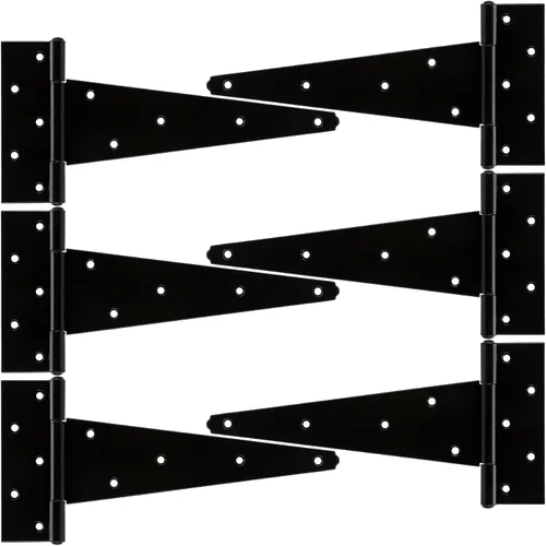 HILLMASTER Bisagras de puerta de cobertizo de 10 pulgadas con correa en T resistentes, bisagras de correa en T para puertas, bisagra en T negra,