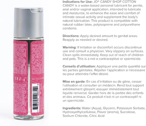 Miniatura 2 de JO H2O Lubricante personal con sabor a algodón de azúcar – Lubricante comestible a base de agua para sexo oral, seguro para hombres, mujeres