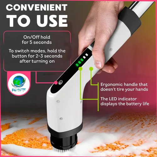 Miniatura 5 de Cepillo eléctrico 7 en 1, 2500 mAh. Limpiador telescópico de bañera con mango largo. Potente limpiador eléctrico para bañera. Cepillo eléctrico