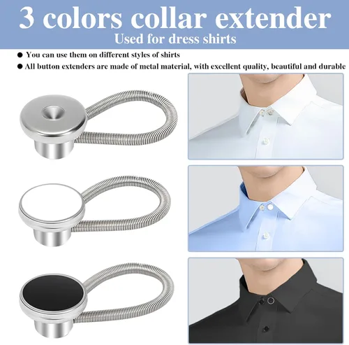 Miniatura 3 de 12 extensores de cuello elásticos y ajustables para camisas de hombre, cómodos extensores de botón de cuello para camisas de vestir y trajes