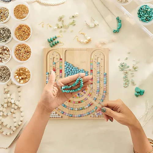 Miniatura 5 de Petoysoso Tablero de cuentas de bambú para la fabricación de joyas, collar y pulsera, suministros para hacer joyas Collar de tablero de cuentas