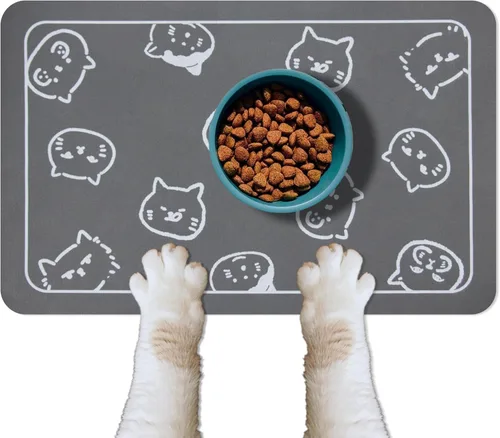YCT Tapete de Comida para Gatos para Mascotas Tapete de Comida para Perros, Tapete para Gatos para Comida y Agua, Tapete de Alimentación para Gatos