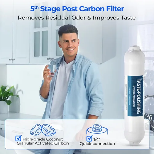 Miniatura 8 de iSpring RCC7AK - Sistema de filtro de agua potable por ósmosis inversa de 6 etapas con reimineralización alcalina, pH natural, color blanco