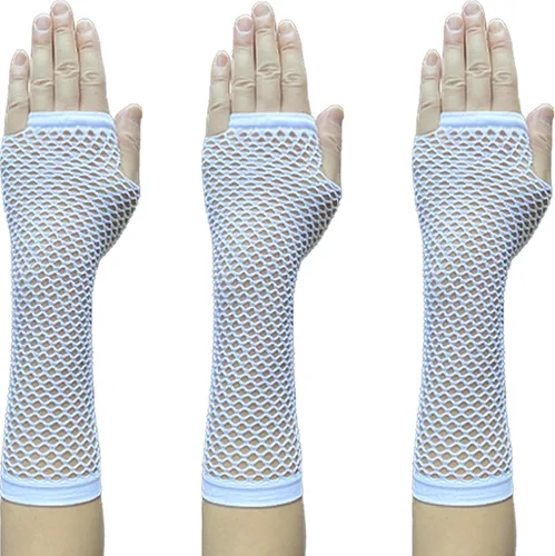 Miniatura 6 de Guantes de red sin dedos para mujer, guantes de red de pescado, calentadores de brazos de malla para fiestas Emo o góticas y 80s o 90S W-N-NG2